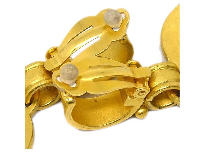 Chanel Vintage CC Heart Cut Out Drop Clip-On Metal D'oro - vista 3