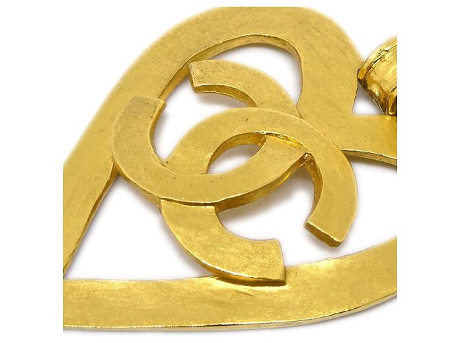 Chanel Vintage CC Heart Cut Out Drop Clip-On Metal D'oro - vista 2