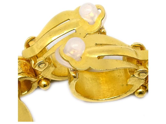 Chanel Vintage CC Heart Cut Out Drop Clip-On Metal D'oro - vista 3
