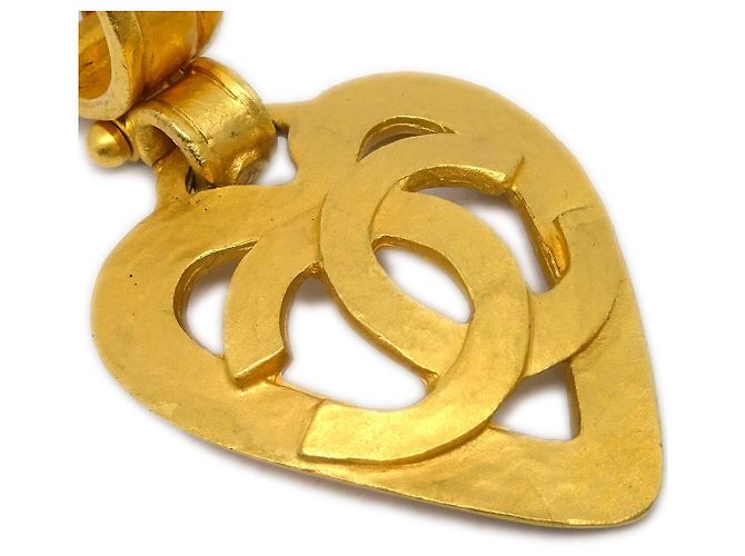 Chanel Vintage CC Heart Cut Out Drop Clip-On Metal D'oro - vista 2
