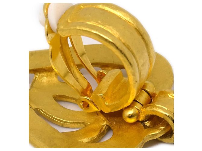 Chanel Vintage CC Heart Cut Out Drop Clip-On Metal D'oro - vista 4