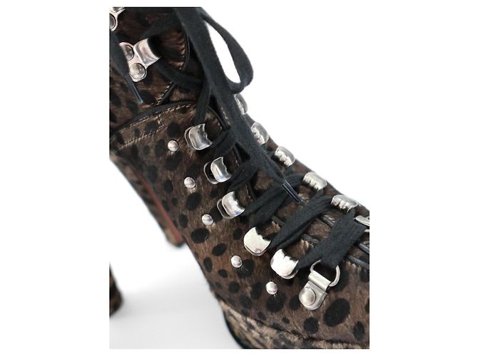 Botines de plataforma de piel de ternera leopardo Alaïa Castaño Gris - vista 4