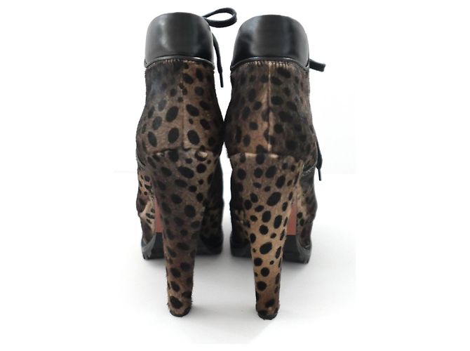 Botines de plataforma de piel de ternera leopardo Alaïa Castaño Gris - vista 5