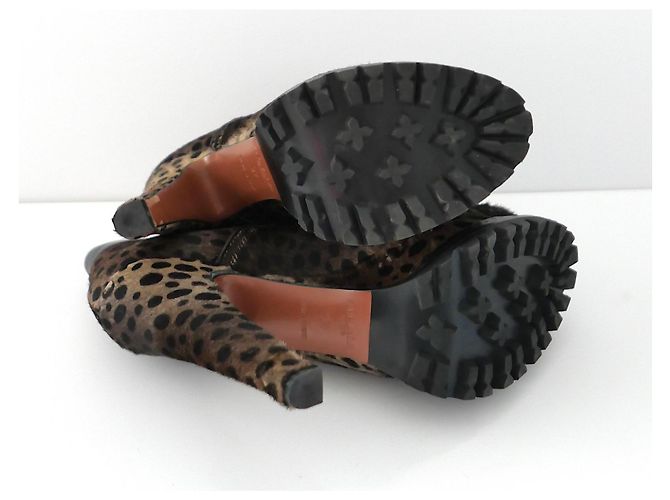 Botines de plataforma de piel de ternera leopardo Alaïa Castaño Gris - vista 6