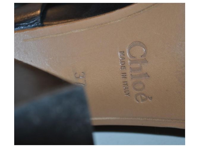 Sandali Chloé in pelle neri e blu con frange taglia 37 Nero - vista 6