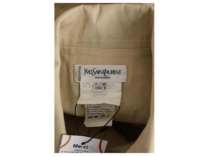 Saint Laurent Vestido de algodón beige - vista 8