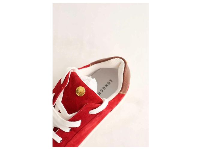 Sneaker Longchamp in camoscio rosso - vista 4