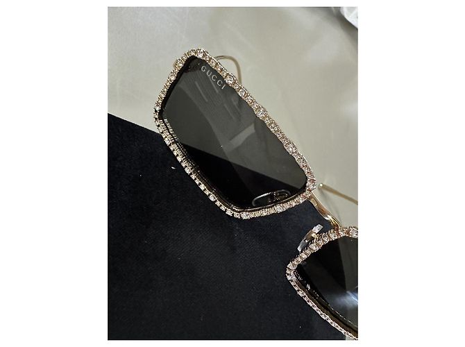 Gucci GG1568S Occhiali da sole in metallo e strass D'oro - vista 10