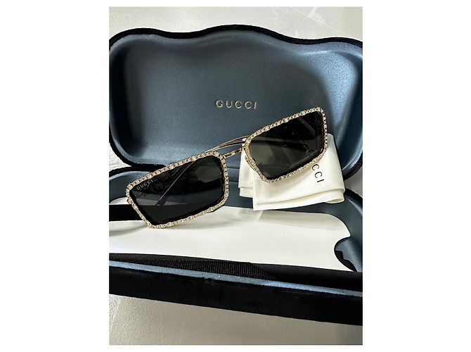 Gucci GG1568S Occhiali da sole in metallo e strass D'oro - vista 11