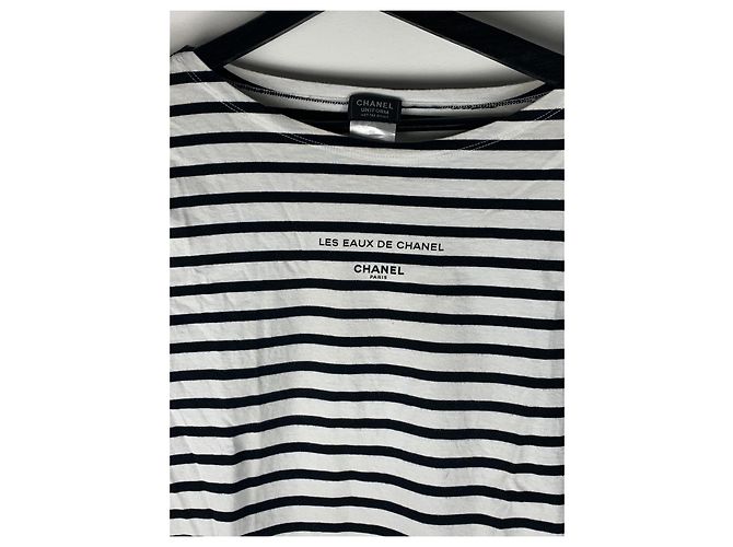Camicia Chanel a Righe in Cotone Bianco e Blu Navy - vista 3