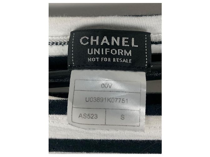 Camicia Chanel a Righe in Cotone Bianco e Blu Navy - vista 8