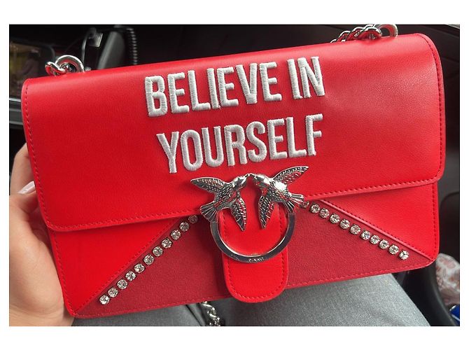 Borsa Pinko Love in pelle di vitello rossa e camoscio Rosso - vista 2