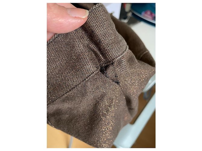 Terno e Saia Thierry Mugler Marrom Dourado Lurex Algodão - vista 11