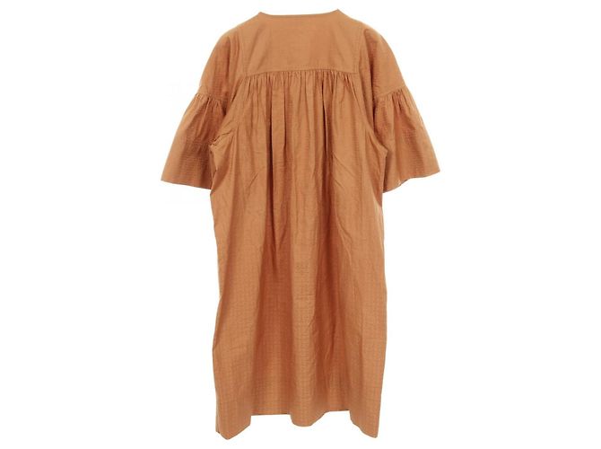 Hermès Vestido corto Bohemian Hermes Vestido de algodón 40 Castaño - vista 2