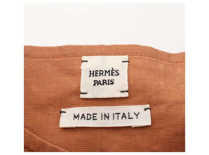 Hermès Vestido corto Bohemian Hermes Vestido de algodón 40 Castaño - vista 3