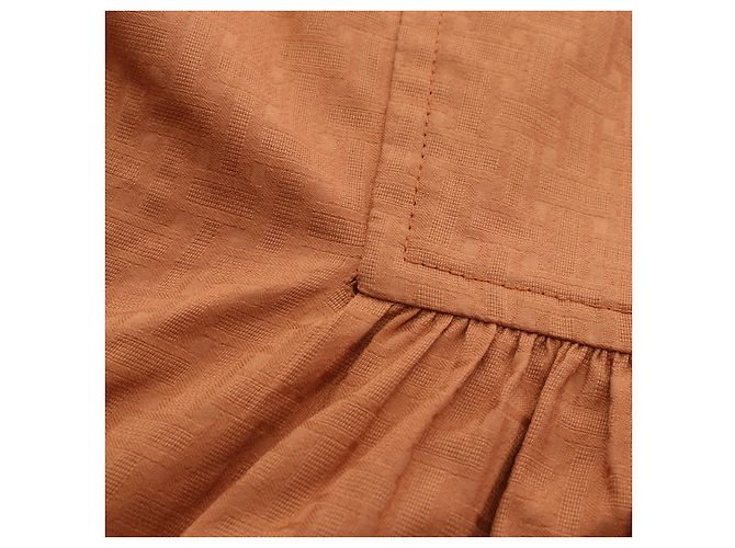 Hermès Vestido corto Bohemian Hermes Vestido de algodón 40 Castaño - vista 9