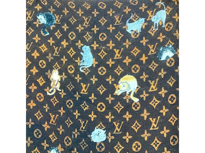 Sciarpa Grande Louis Vuitton in Lana e Seta Marrone Arancione - vista 3