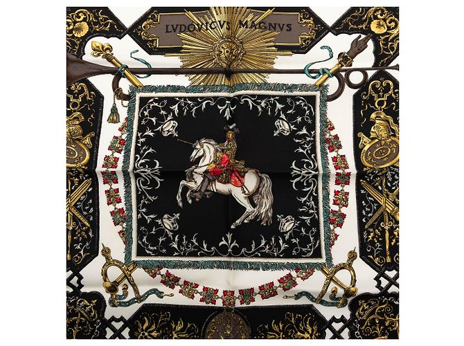 Fazzoletto in seta bianco Ludovicus Magnus Hermès - vista 5