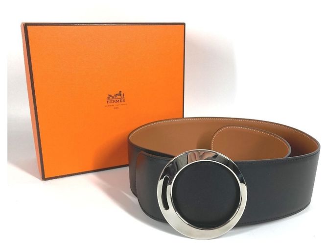 Hermès Breite schwarze Leder-Gürtel HERMES - Ansicht 10
