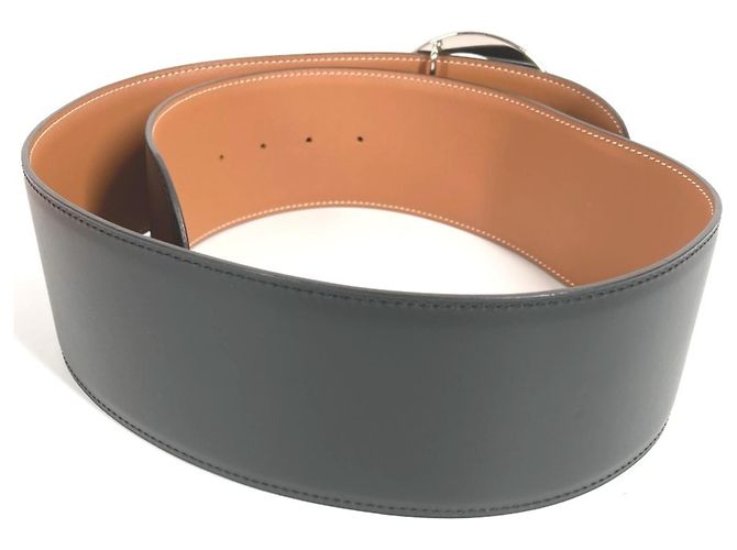 Hermès Breite schwarze Leder-Gürtel HERMES - Ansicht 3