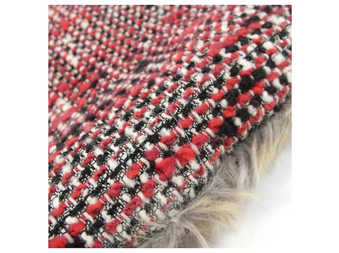 Borsa a spalla in tweed rosso e bianco Chanel - vista 3