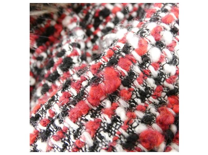 Borsa a spalla in tweed rosso e bianco Chanel - vista 5