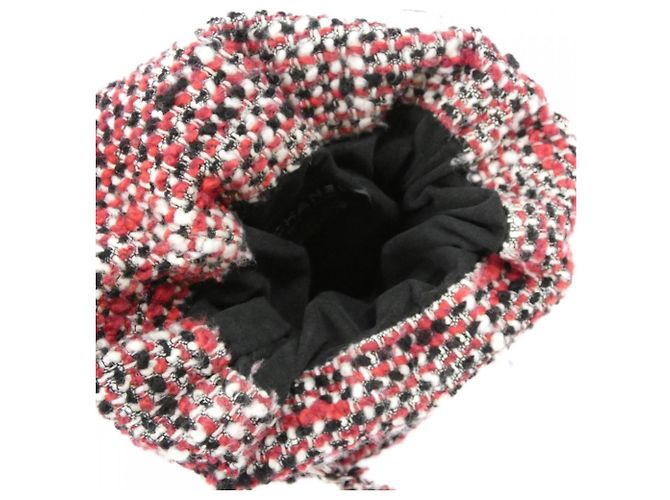 Borsa a spalla in tweed rosso e bianco Chanel - vista 8