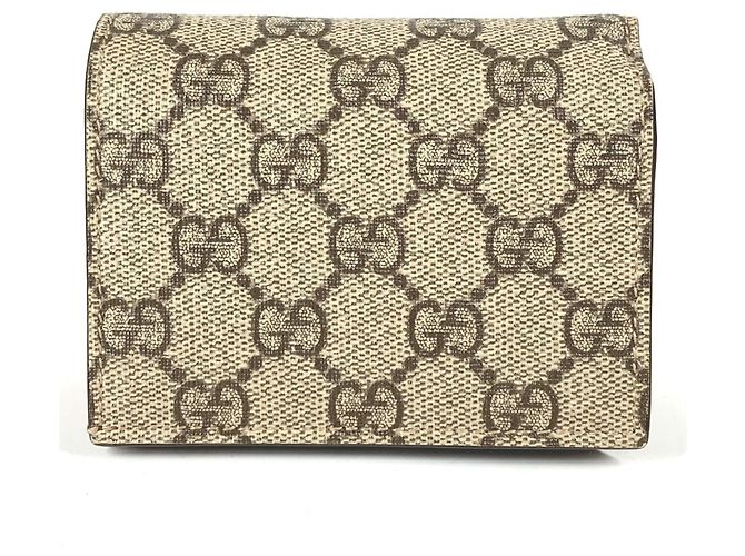 Billetera compacta Gucci GG Supreme Heart Logo Roja Beige - vista 2