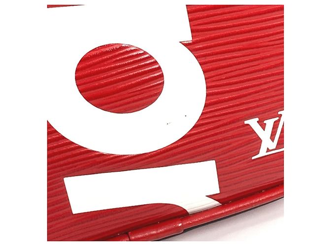Borsa Pochette in Pelle Epi Louis Vuitton Bianco Rosso - vista 10