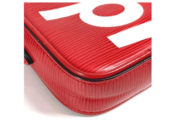 Borsa Pochette in Pelle Epi Louis Vuitton Bianco Rosso - vista 11