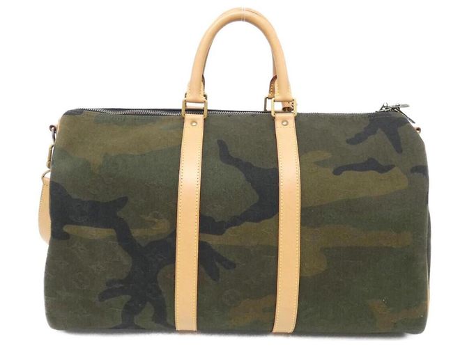 Borsa Boston Keepall Bandoulière 45 cm Louis Vuitton Verde - vista 2