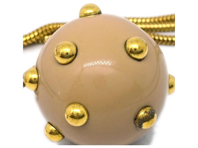 Pendente Chanel Vintage CC Ball in metallo e smalto Beige - vista 3