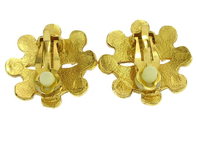 Chanel Vintage Flower Clip-On Metal D'oro - vista 2