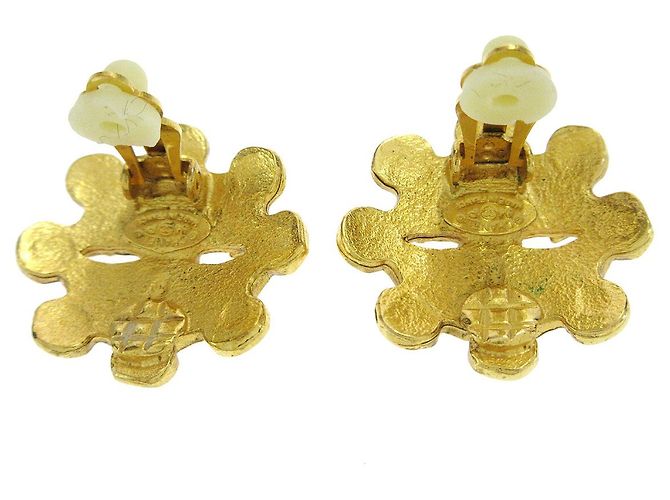 Chanel Vintage Flower Clip-On Metal D'oro - vista 3