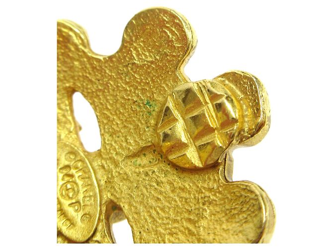 Chanel Vintage Flower Clip-On Metal D'oro - vista 5