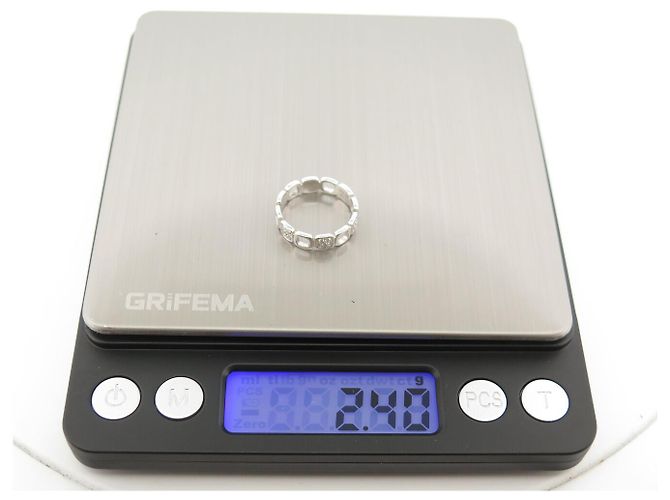 ANILLO DINH VAN IMPRESSION DOMINO T48 ORO BLANCO 18K 42 DIAMANTES 0.30CT - vista 9