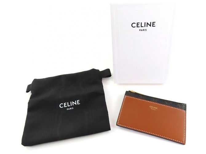 Céline Tarjetero de cuero marrón Celine Castaño - vista 2