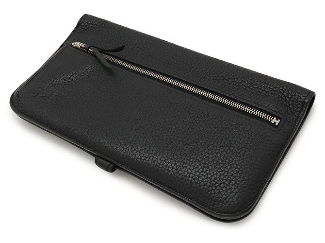 Portafoglio lungo Hermès Dogon Recto Verso in Togo Nero - vista 2