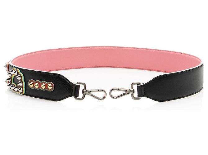 Fendi Leather Studded Fun Fair Strap You Shoulder Strap Nero - vista 2