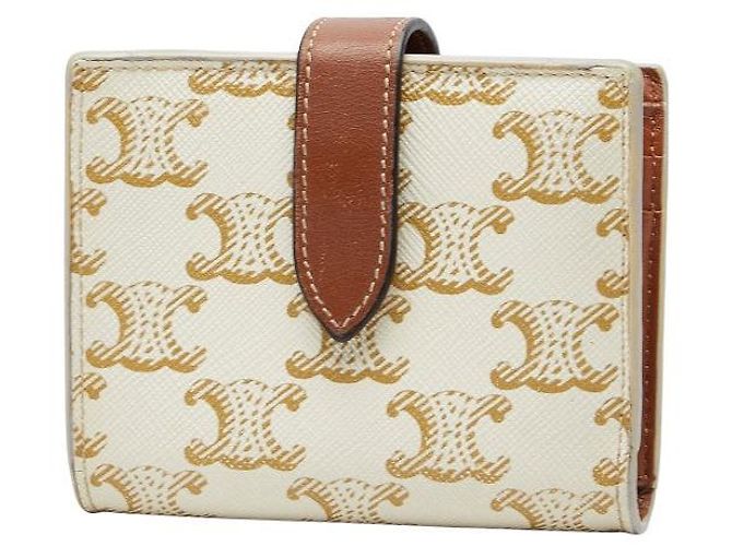 Céline Cartera Celine Triomphe Small Strap de cuero PVC Blanco - vista 2