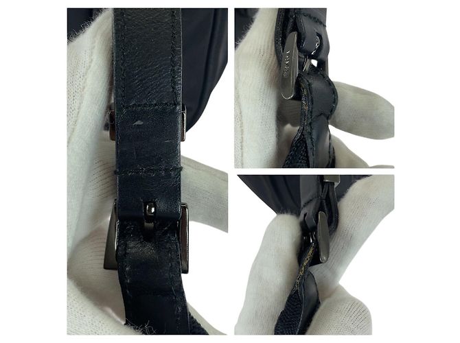 Borsa a Spalla in Nylon e Pelle Tessuto Prada Nero - vista 6