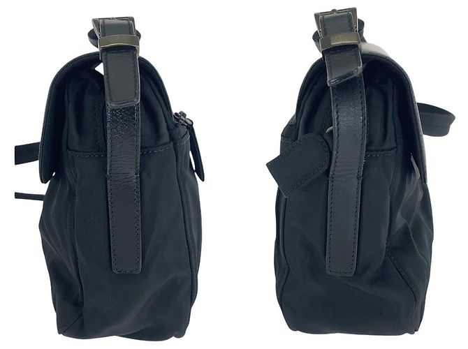 Borsa a Spalla in Nylon e Pelle Tessuto Prada Nero - vista 8