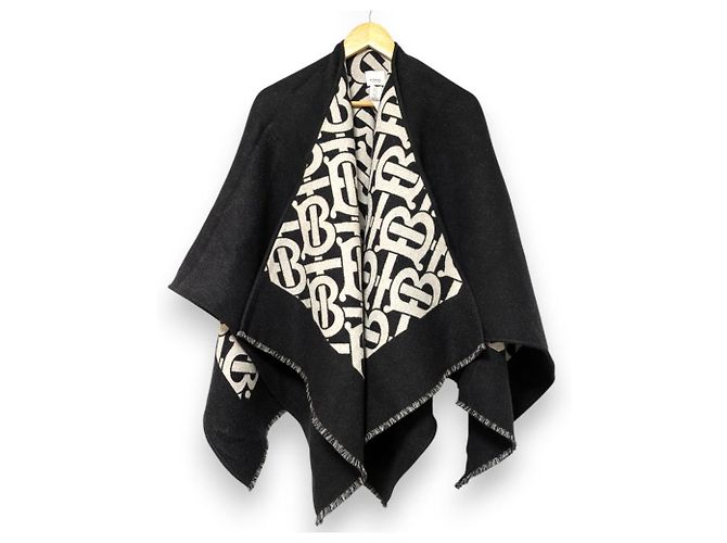 Cappa in lana con logo TB di Burberry Nero - vista 2