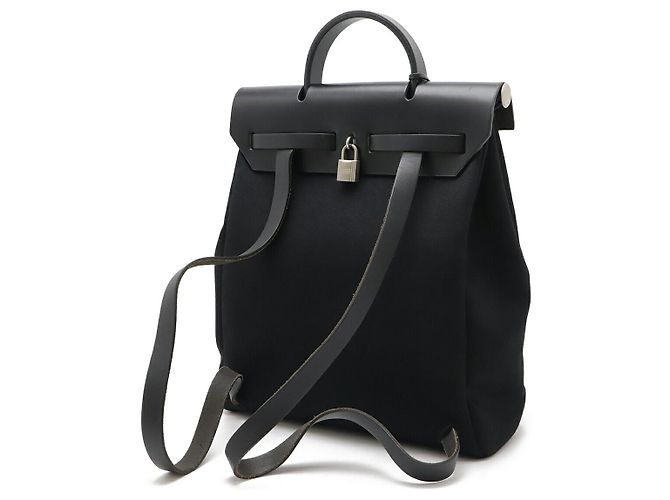 Borsa 2 in 1 Herbag AdPM in Tela Officier e Pelle di Hermès Nero - vista 2