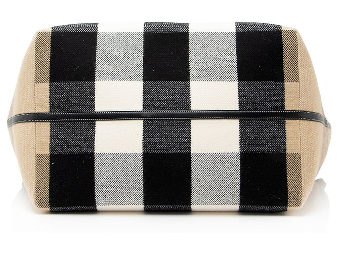 Tote XL in lana a quadri Burberry Marrone Beige - vista 4