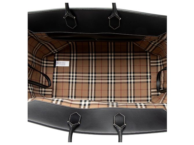 Tote XL in lana a quadri Burberry Marrone Beige - vista 7