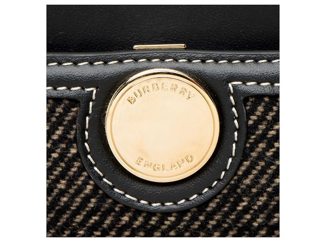 Tote XL in lana a quadri Burberry Marrone Beige - vista 9
