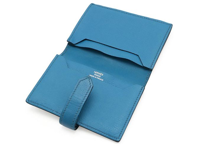 Tarjetero Hermès Béarn en piel Epsom Azul - vista 6