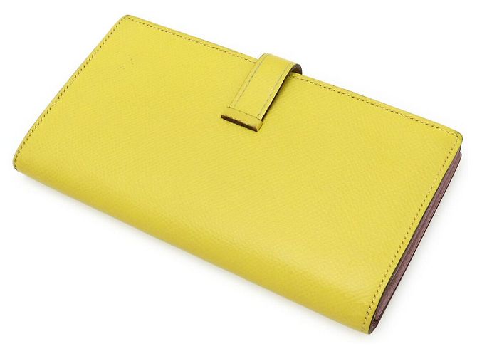 Béarn Portafoglio lungo Hermès BEARN SOUFFLET VERSO in Veau Epsom Giallo - vista 2