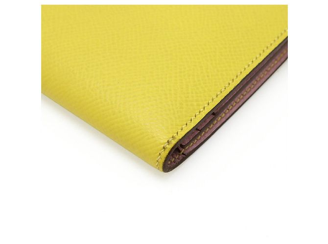 Béarn Portafoglio lungo Hermès BEARN SOUFFLET VERSO in Veau Epsom Giallo - vista 3